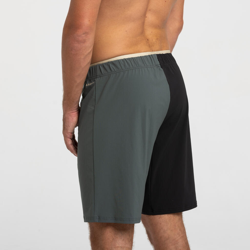 MEN'S LONG SWIM SHORTS 100 BLACK GREY